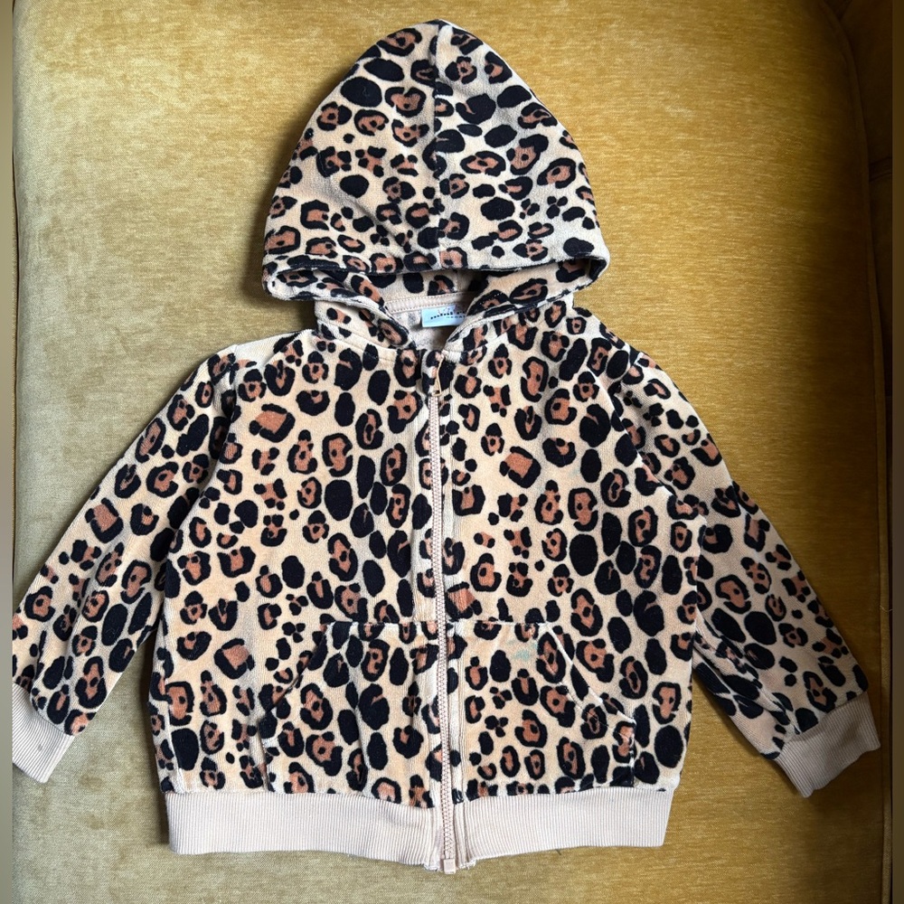 Mini Rodini Velour Leopard Print Hoodie